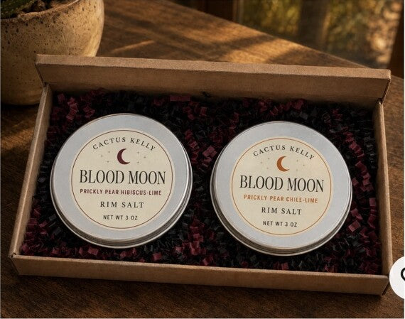 Blood Moon prickly pear rim salt two-tin gift duo