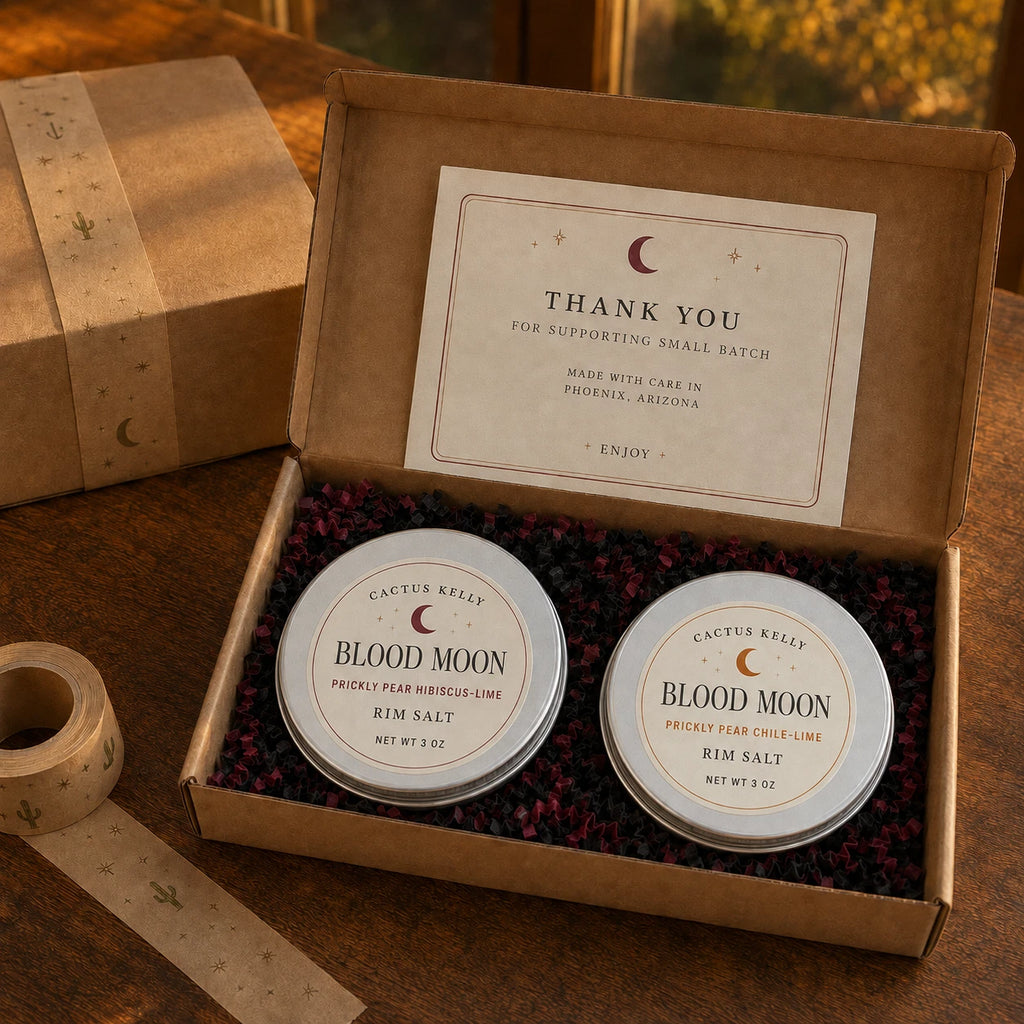 Blood Moon prickly pear rim salt two-tin set