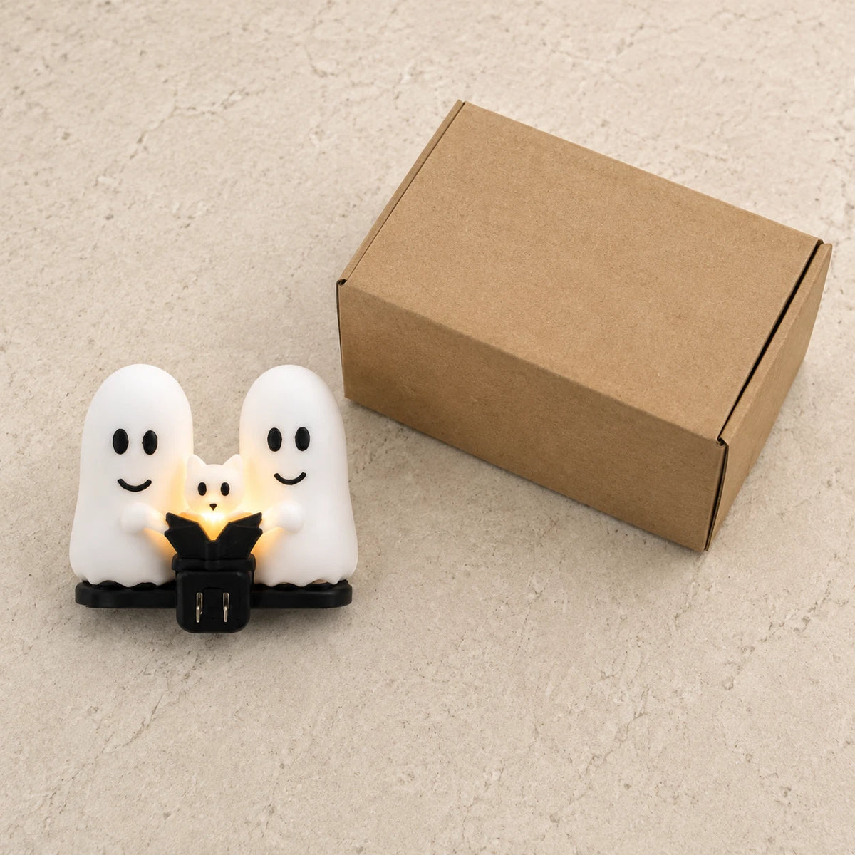 Ghosts and cat Halloween night light side view