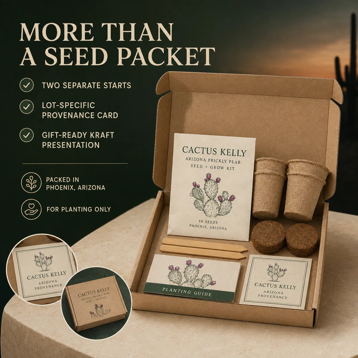 Prickly pear cactus seed and two-pot grow kit
