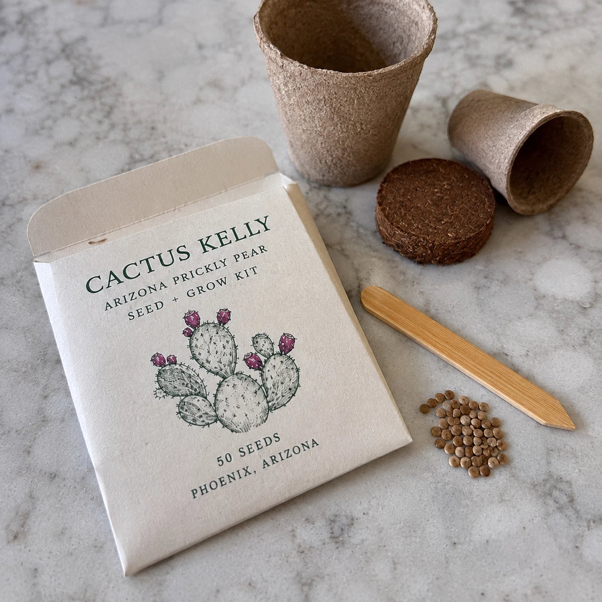 Prickly pear cactus grow kit two-pot set